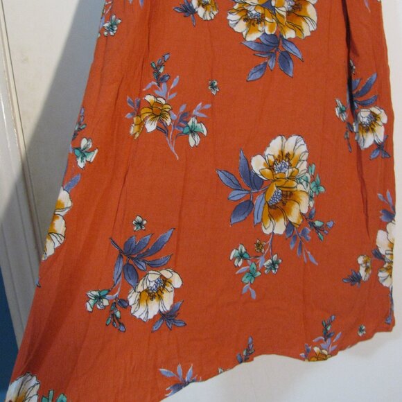 Paper Moon Summer Dress Small Mini Orange Rust Floral Textured - Picture 3 of 5